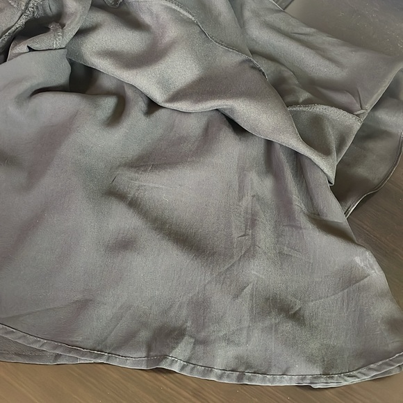 Lulu’s Black Satin Ruffle Hem Party Cocktail Mini Dress Size Small - Picture 15 of 17